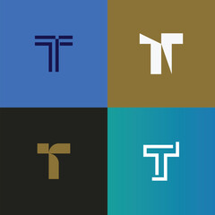 Minimalist Letter T Logo Set &ndash; Modern Alphabet T Icon Collection for Branding, Typography, and Design Elements (4 Variations)