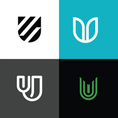 U Initials Monogram Icons Set, Letter U Decorative Designs, Typography and Logo Elements, Vector Illustration for Branding and Creative Projects