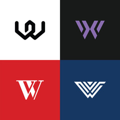 W Initials Monogram Icons Set, Letter W Decorative Designs, Typography and Logo Elements, Vector Illustration for Branding and Creative Projects