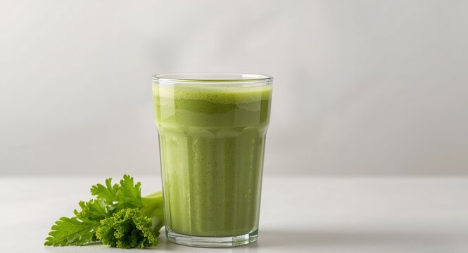 Verdant Elixir. A Refreshing Composition of Green and White in a Minimalist Setting.