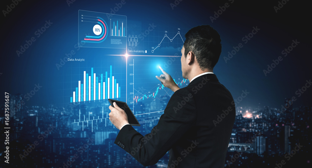 Aufkleber data analytics dashboard with charts, indicators, and performance metrics, reveals trends, data anal
