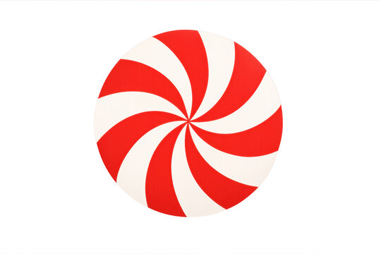 Red and white peppermint candy swirl on transparent background