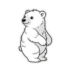 Fototapeta premium Cartoon White Bear Standing Upright with Gray Highlights on White Background Animal Character