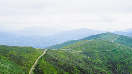 mountain landscape, silhouettes of peaks and mountain ranges
