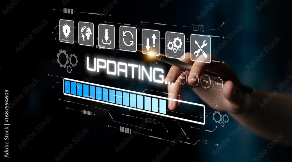 Poster knowledge upgrade and software updates support digital skills growth, competitiveness, and continuou