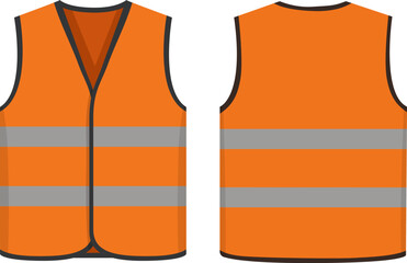 High Visibility Orange Safety Vest with Reflective Stripes for Work Protection and Road Safety. 