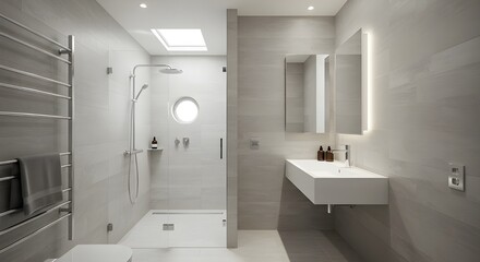 Contemporary bathroom with unique features