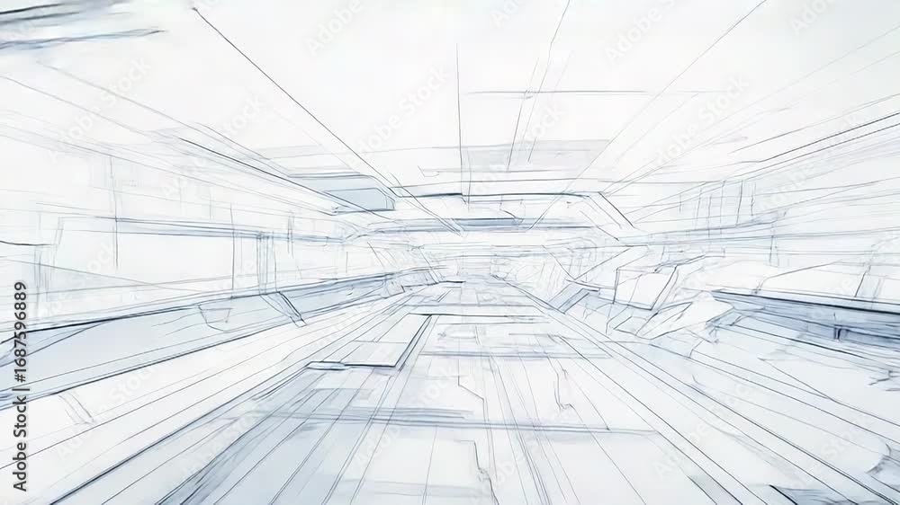 Poster futuristic glass architecture creating a transparent tunnel effect