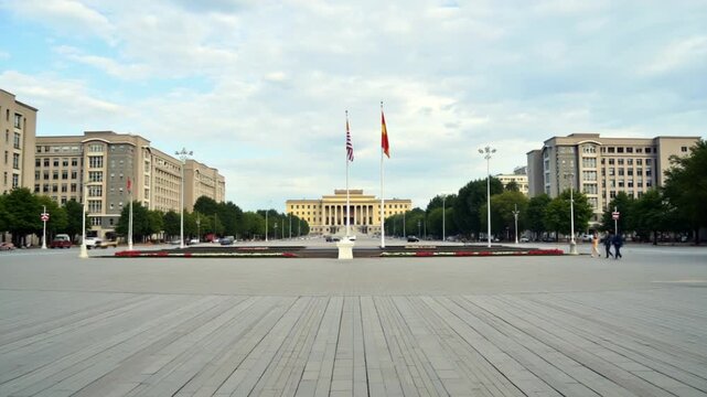 Freedom Square and the government house in the city of Sukhum