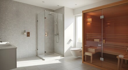 Fototapeta premium serene and modern spa-like bathroom