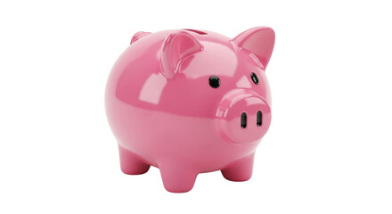 Adorable Pink Ceramic Piggy Bank with Glossy Finish and Coin Slot.