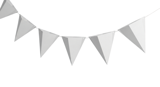 Minimalist White Triangular Pennant Banner Decoration.