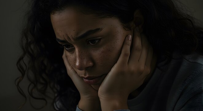 Woman deep in thought