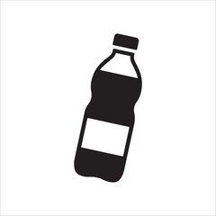 Black silhouette of a plastic water bottle illustration of a beverage container on a white background with a blank label space