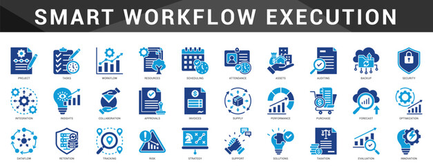 Streamline your workflow with this smart collection of icons covering task flow, automation, systemization, scheduling, and delivery.