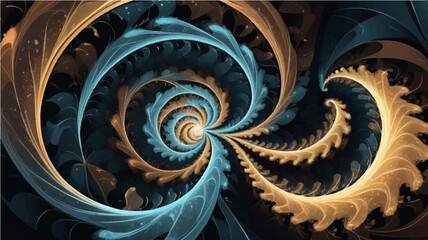 Abstract fractal spiral design background with colorful digital pattern and swirl texture