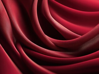 Obraz premium Elegant red satin fabric arranged in flowing waves with soft texture and natural sheen