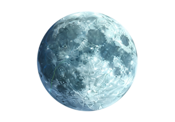 A mesmerizing celestial sphere, showcasing a detailed icy moon, set against a dark cosmic backdrop, with intricate textures and cool tones.