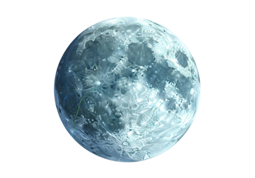 A mesmerizing celestial sphere, showcasing a detailed icy moon, set against a dark cosmic backdrop, with intricate textures and cool tones.