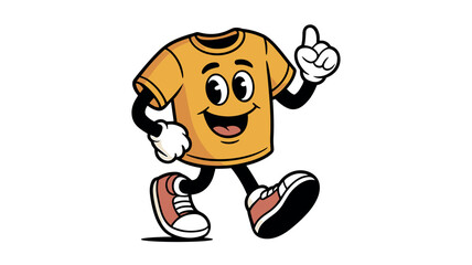 Cartoon T- Shirt Character Walking And Pointing Up t-shirt clothing