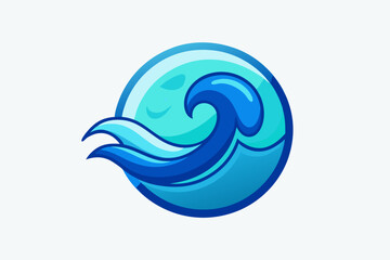 Wave icon symbolizing water flow in minimal glowing neon style