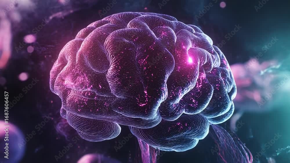Aufkleber artificial intelligence brain glowing with data processing and connections