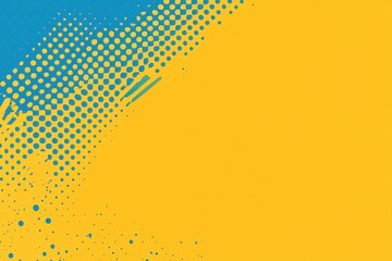 Vibrant yellow and blue comic style background with halftone pattern and circles