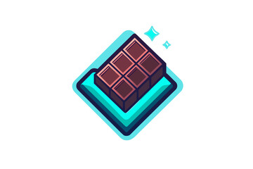 Chocolate bar glowing square broken piece detail food illustration