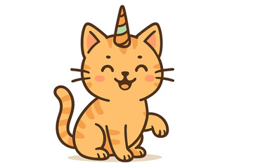 Obraz premium A cartoon cat musician from the Bremen Town Musicians plays a trumpet in a colorful, vector illustration