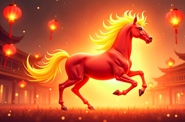 Chinese New Year Horse Illustration