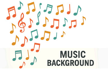 An artistic poster for a live music concert features a vector illustration of music notes and a G-clef on a background of music