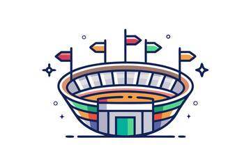 Obraz premium Stadium bowl outline with flags on top sports event concept