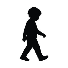 Silhouette of a Child Walking Innocently in a Simple Black and White Image