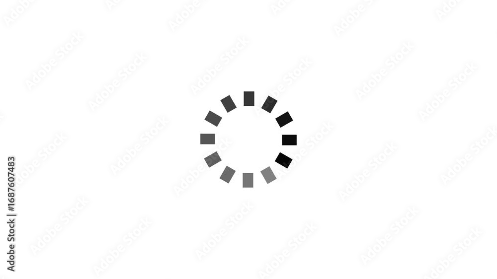 Poster pending loading screen on white background. animation circle digital elements. alpha channel.4k vide