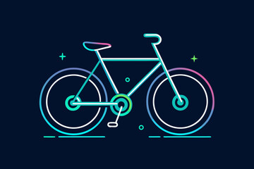 Fototapeta premium neon minimal line glow icon of bicycle with subtle glowing lines