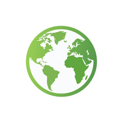 Green Earth globe icon illustration for environmental protection and sustainability concepts