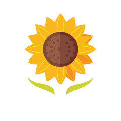 Stylized Sunflower Illustration with Petals and Leaves