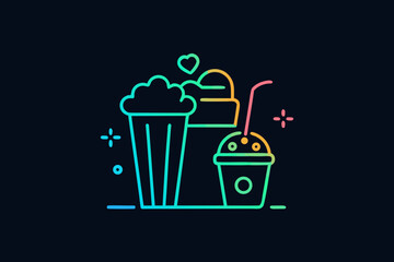 popcorn soda combo glowing as a cinema snack set