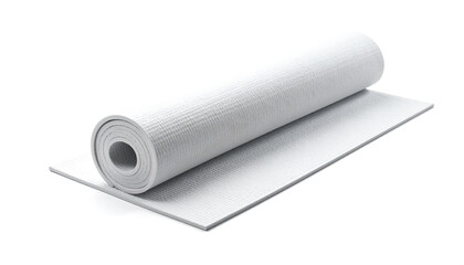 Fototapeta premium Rolled yoga mat lying on floor in studio lighting