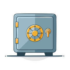 Illustrated money safe or strongbox showing security and protection of valuables