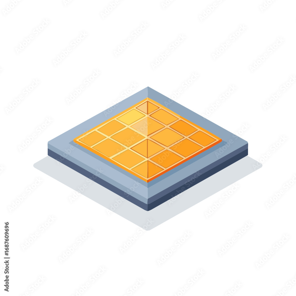 Poster isometric computer processor microchip vector illustration for technology concept