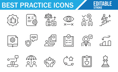 Set of Best Practice Icons for Leadership, Strategy, and Performance