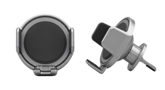 Silver Metal Car Phone Mount with Adjustable Holder.