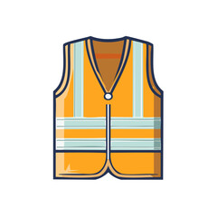 High Visibility Orange Reflective Safety Vest Vector Icon Illustration