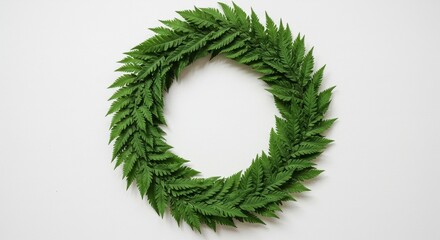 Vibrant Green Leaf Wreath - Perfect Circle on Clean White Background.
