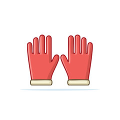 Obraz premium Cartoon Illustration of Two Red Gloves with Raised Fingers on a White Background