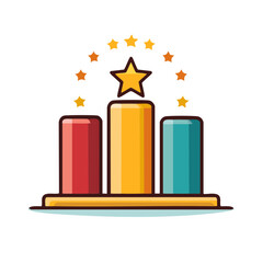 Fototapeta premium Bright colorful winner podium with a prominent gold star symbolizing top achievement and best performance