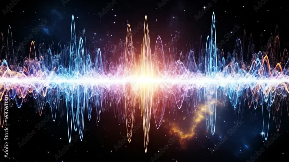 Poster abstract light waves flowing through space - a mesmerizing visualization of abstract light waves flo
