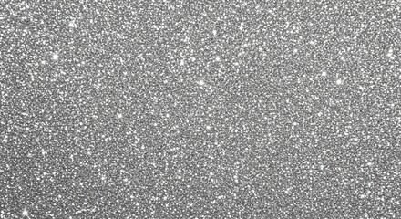 A close-up, high-resolution photograph of a textured surface covered in fine silver glitter particles, creating a shimmering and sparkling effect.