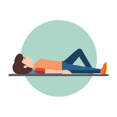 Obraz premium Person lying down on back with knees bent, resting or relaxing, simple illustration